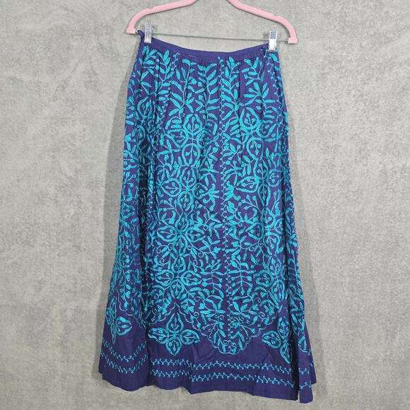 Soft Surroundings Purple and Turquoise Embroidered Maxi Skirt Small - Picture 2 of 6